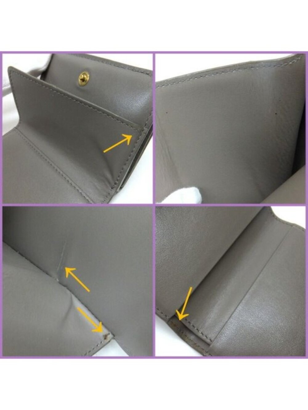 Celine Small Trifold Wallet Leather Gray Gold - Picture 7 of 7